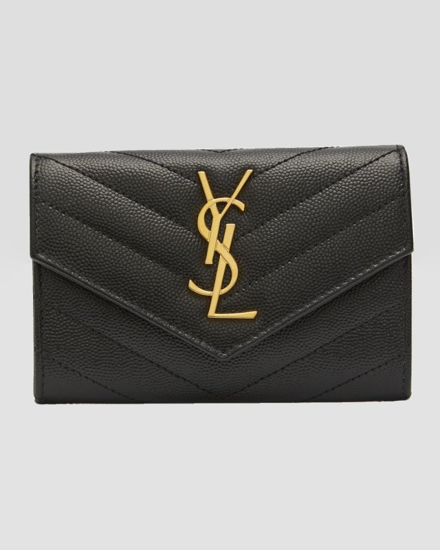 YSL Monogram Small Flap Wallet in Grained Leather